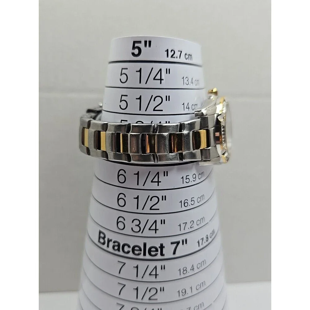 Caravelle by Bulova Gold Silver Two Tone Crystal Petite Dress Watch New Battery